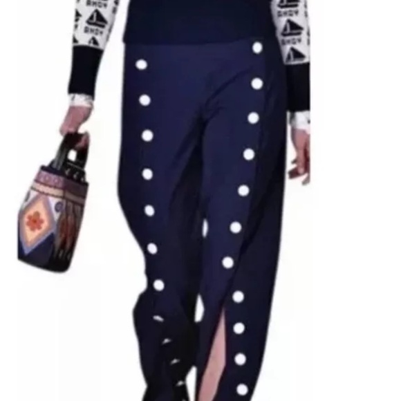 Tory Burch Carrie Button-embellished Wide-leg Pants 14 NWT runway - Picture 2 of 5